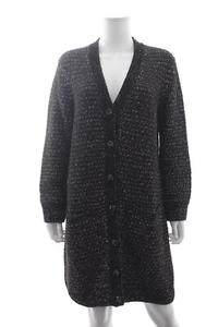 Lanvin Métallique Bouclé-knit Long Cardigan/Noir - Bild 1 von 4