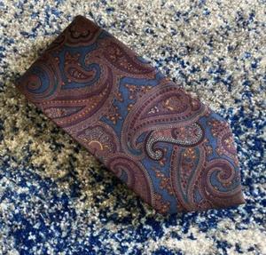 Barneys New York Vintage Purple Burgundy Pink Blue Teal Gold Paisley Necktie - Picture 1 of 4