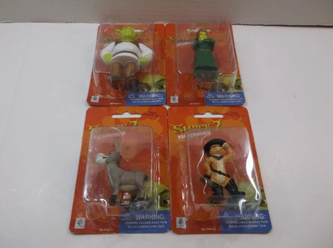 Shrek 2 2004 Dreamworks Figurines NEW Shrek & Donkey, Fiona, Puss in Boots Set 4 Cover