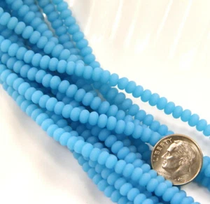 Rondelle Glass Beads, 3mm X 4mm, Opaque Blue Opal, w/ Matte Finish, Aprx. 66 Pcs - Picture 1 of 1