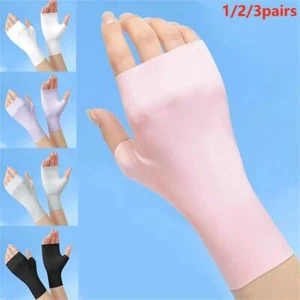 Women Fingerless Sun Protection Gloves Half Finger Sunscreen Anti-UV Gloves Soft - Picture 1 of 20