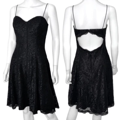 ML Monique Lhuillier Sweetheart Neckline Lace Overlay Cocktail Dress in Black - Image 1 of 4