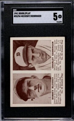 CHARLIE GEHRINGER 1941 Double Play #53 #54 HOF FRESHLY GRADED SGC 5++ Centered  - Image 1 of 3