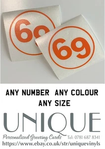 2x Body Panel Decals 4"x4" Vinyl Number Sticker Decal - ANY NUMBER ANY COLOUR - Picture 1 of 8