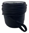 18mm Black 3st Nylon Rope x 25m Anchor Rope On A Reel C/W 8" Protected Soft Eye