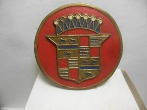 Vintage 1940s Cadillac Round Red Cap Car Crest Emblem Badge Medallion 3 1/4" 2 - Picture 1 of 4