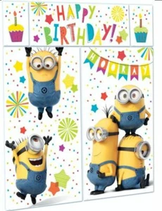 Despicable Me Minions Party Supplies Happy Birthday Scene Wall Decorating Kit  - Picture 1 of 1