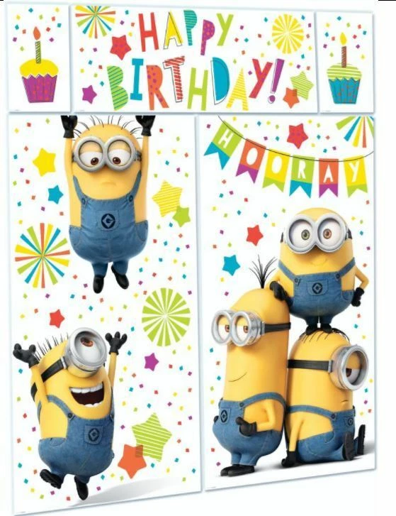 Despicable Me Minions Party Supplies Happy Birthday Scene Wall Decorating Kit  - Image 1 of 1