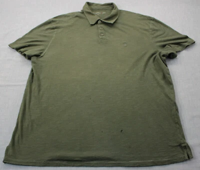 JOHN VARVATOS * USA Mens Peace Sign Green 3-Button 100% Cotton SS Polo Shirt  XL - Image 1 of 4