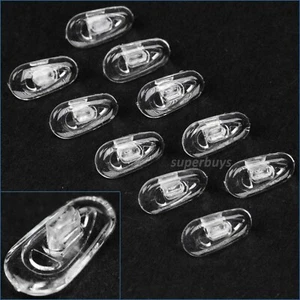 10pcs Oval Push In Silicone Nose Pads Transparent On Eyeglasses Glasses Eyeglass - Picture 1 of 3