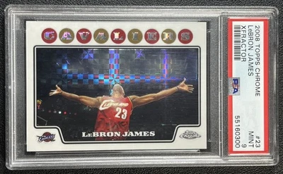 LEBRON JAMES PSA 9 2008-09 TOPPS CHROME #23 CHALK TOSS XFRACTOR 206/288 CAVS - Image 1 of 2