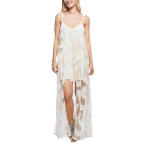 Revolve Line & Dot Feather Overlay Maxi Dress Size S NEW - Picture 1 of 8