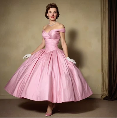 Vestidos de novia victorianos de la década de 1880 rosa vintage sin tirantes corsé tutú formal Foto 1 de 4