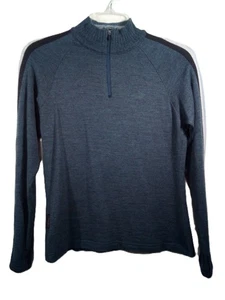 Icebreaker Sport Pullover Women WL Grayish Blue Merino Wool 1/4 Zip Raglan Sleev - Picture 1 of 23