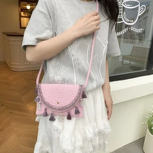 Woven Texture Women's Woven Bag Tassel Design Bucket Bag  Summer Season - Picture 1 of 15