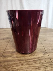 Vintage Burgandy Marble Footed Trash Can Waste Basket Mcm - Picture 1 of 8