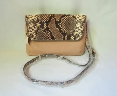 Bolso Bandolera GILI Got It Love It Cuero Cremallera Solapa Piel de Serpiente Pitón Rosa Desnudo Foto 1 de 4