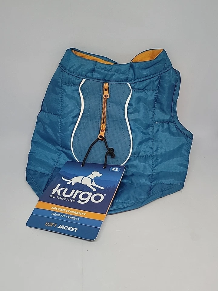 Chaqueta Kurgo Loft para Perros, Talla Mediana, Azul/Naranja Reversible, Resistente al Agua Foto 1 de 3