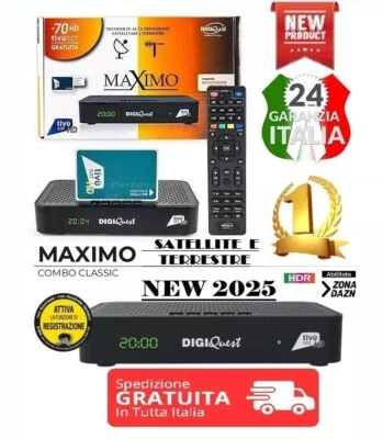 Decoder Tivusat Digiquest Combo HD Maximo New: Terrestre+Satellite+Registrazione - Immagine 1 di 3