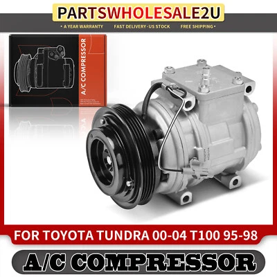 Compresor de aire acondicionado con polea de 4 ranuras para Toyota Tundra 2000-2004 T100 1995-1998 Foto 1 de 4