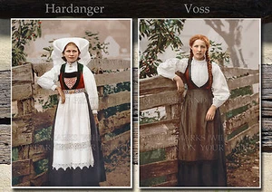 Norway Hardanger Voss girls 1895 photos CHOICE two 5x7s or request digital on CD - Picture 1 of 1