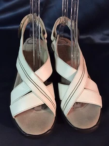COMFORTABLE MBT HABARI BIRCH WHITE LEATHER HOOK & LOOP SANDALS #400124-53 SZ 9.5 - Picture 1 of 11
