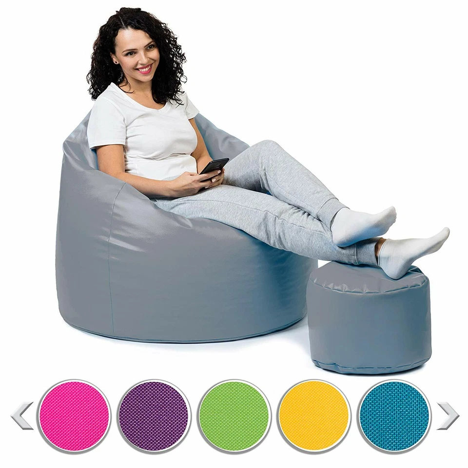 Sitzsack mit Hocker Beanbag Sitzkissen mit Styropor Füllung Sofa Indoor Outdoor - Bild 1 von 1