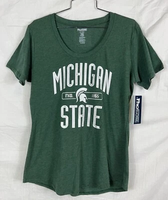 MICHIGAN STATE SPARTANS NCAA LADIES WOMENS SCOOP NECK T-SHIRT S M L XL FREE SHIP - Image 1 of 2