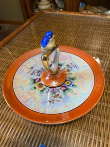 Old Noritake Lustreware Plate w bluebird perched handle Serving Luster Porcelain - Picture 1 of 13