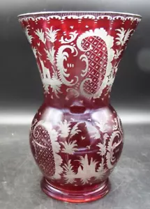 Jarrón rojo rubí de colección Egermann corte a claro 8 1/2" ¡EXCELENTE!! - Imagen 1 de 7