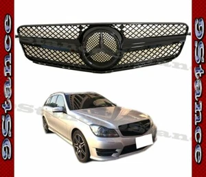 Fit 08-14 W204 C204 C Sedan Coupe Model All Shiny Black SL1 Front Cover Grille - Picture 1 of 3