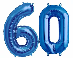 Big 40" 60 Blue Foil Number Balloons Photo Shoot 60th Birthday Float Helium USA - Picture 1 of 1