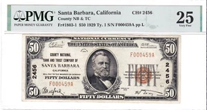 $50 1929 T1 National ๐บ๐ธ SANTA BARBARA California CA ๐บ๐ธ PMG Grade 25 ๐บ๐ธ - Picture 1 of 2