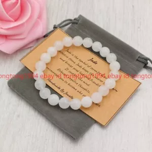 Klassisch Weiße Jade Armband19cm Stretch Handgemachte Kristall Edelstein 4/6/8mm - Bild 1 von 6