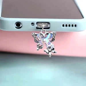 1PC Phone Dust Plug Pendant Butterfly With Artificial Diamonds Accessory Deco-h- - Zdjęcie 1 z 13