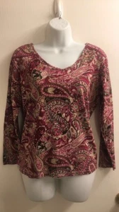 NWOT NYL MAUVE 100% COTTON PAISLEY TOP SIZE LARGE NICE!!! - Picture 1 of 5