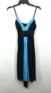 Abito corto Jodi Kristopher donna senza maniche made in USA blu scollo a V nastro S - Foto 1 di 9