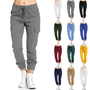 New Womens Summer Cargo Combat Casual Trousers Ladies Slim Fit Sports Joggers UK