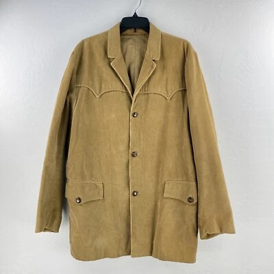 Chaqueta de Colección Pioneer Wear Para Hombres 44L Marrón Pana Blazer Vaquero Rockabilly Foto 1 de 4