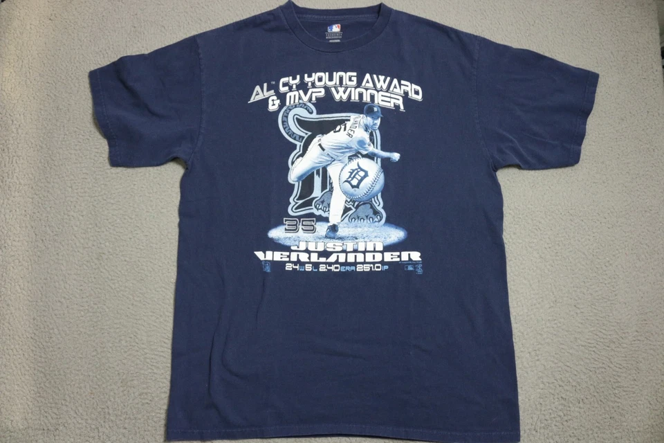 Justin Verlander Shirt Detroit Tigers Mens Large Cy Young Award and MVP Winner - Image 1 of 4