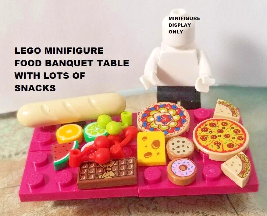 LEGO Minifigure Banquet Table With Lots of Food and Snacks Kitchen Home Decor - Image 1 of 1