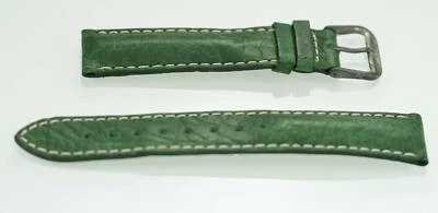 Correa de reloj de repuesto Fossil unisex de acero inoxidable de cuero verde de 18 mm Foto 1 de 2