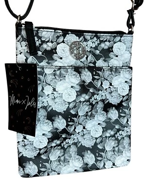 Mimi & Jules Black Floral Faux Leather Crossbody Bag New With Tags Small Purse - Image 1 of 4