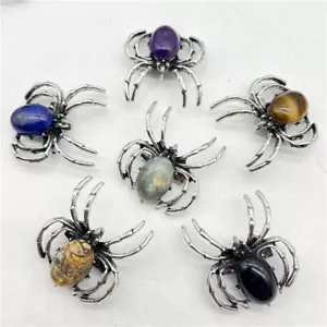 Energy Reiki Quartz Gemstone Oval Bead Spider Pendant (35x38mm) Necklace 18" AAA - Picture 1 of 48