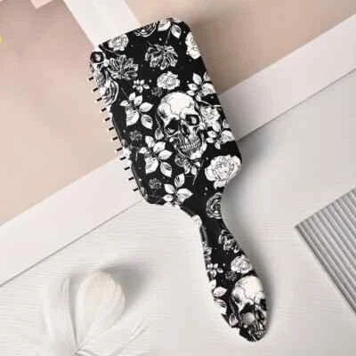 大号桨式发刷气垫黑白塑料手柄哥特式花卉 — 第 1/3 张图片