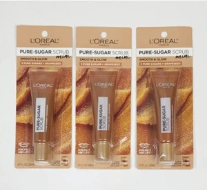 Lot of 3 L’Oréal Pure Sugar Facial Scrub Mini Smooth & Glow Face & Lips.,67 Oz - Bild 1 von 2