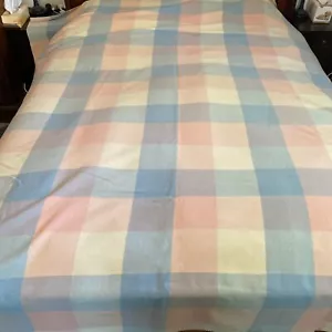 Vintage Waverley Lambswool Blanket Pink / Blue /Cream Check 246x220cm - Picture 1 of 6