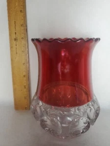 Antique EAPG Ruby Stain Adams Company King Crown Pattern Large Celery Vase - Picture 1 of 8