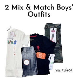 Kid Boys' 4 Pack Mix & Match Casual Summer Outfits Set Size 4T-XS (4-5) - Picture 1 of 9