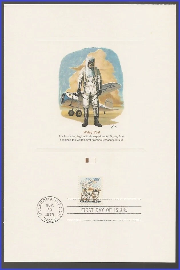USA3 #C96 U/A FLEETWOOD PROOFCARD FDC   Wiley Post w/Plane - Image 1 of 1
